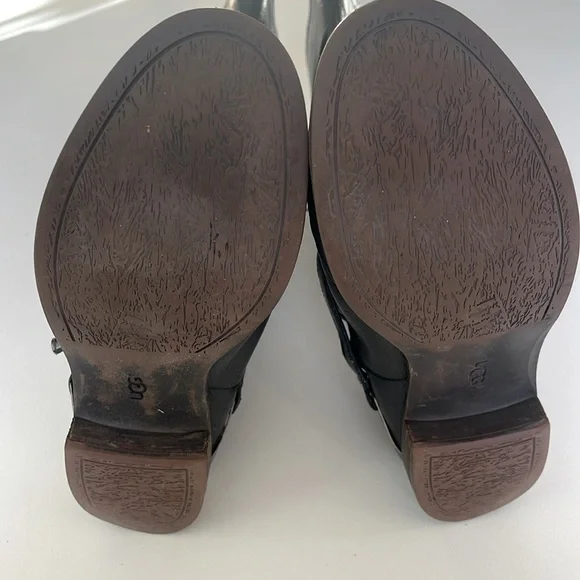 UGG Women's Channing II Boots Leather Sheepskin Sock Liner Black Size 10 - Picture 12 of 14